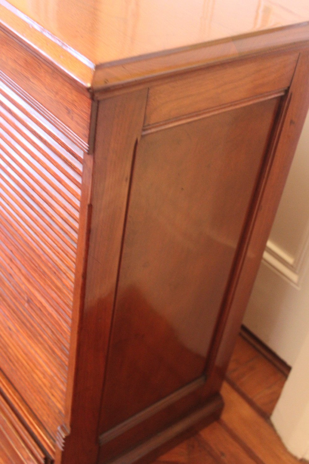 19th century walnut tambour front filing cabinet View IV