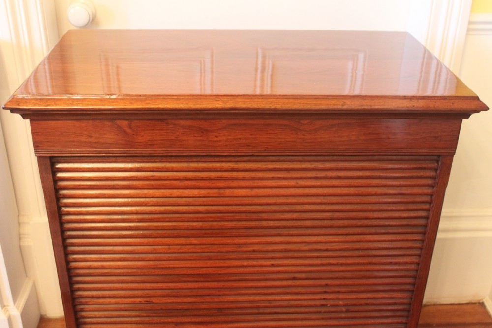 19th century walnut tambour front filing cabinet View VII