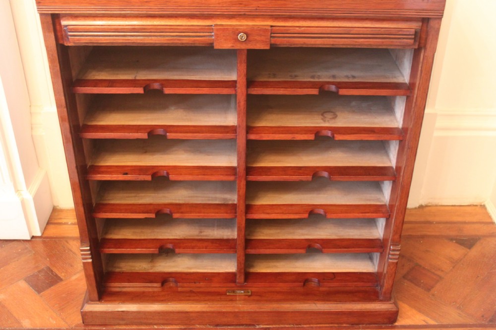 19th century walnut tambour front filing cabinet View IX