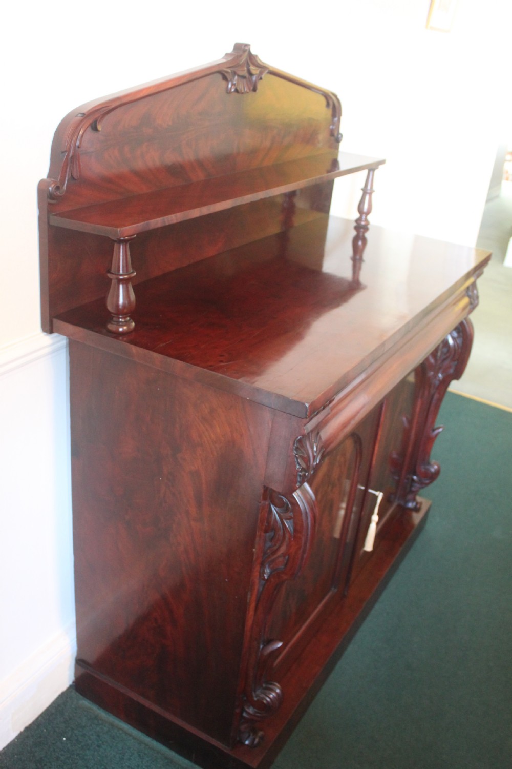 An early Victorian mahogany two-door chiffonier.  View V