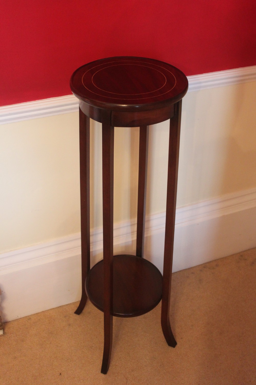 Edwardian mahogany line inlaid jardiniere stand