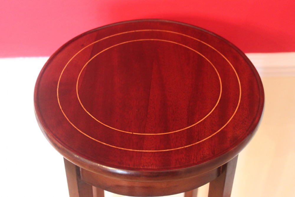 Edwardian mahogany line inlaid jardiniere stand View II