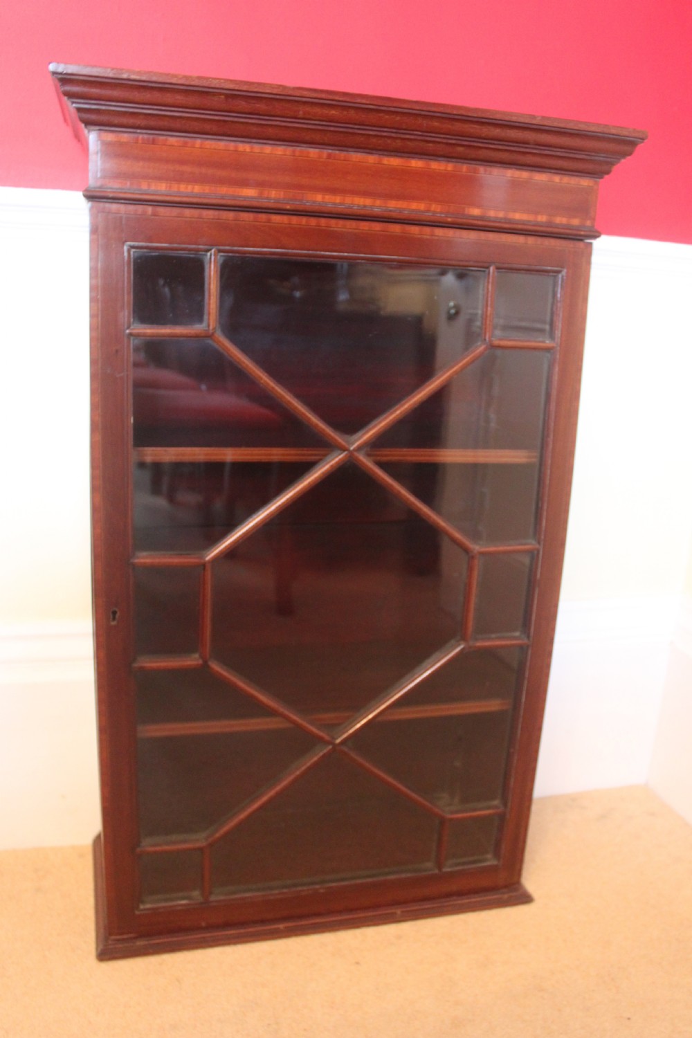 Late 19th century mahogany 13 panel glazed wall cabinet