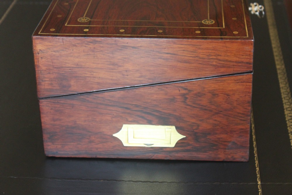 Regency rosewood and brass inlaid writing slope View IV