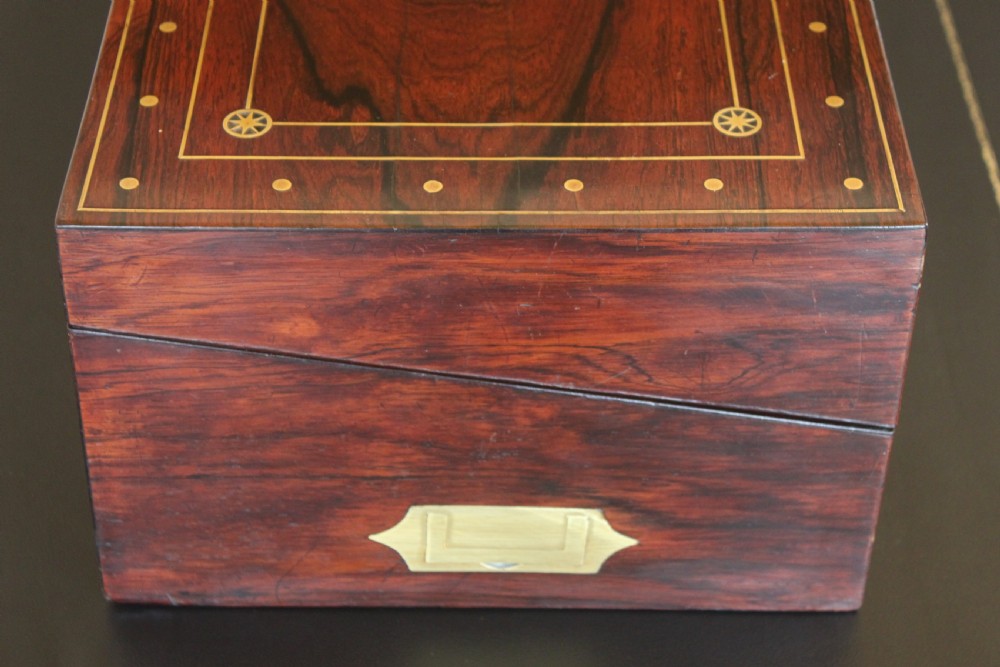 Regency rosewood and brass inlaid writing slope View V