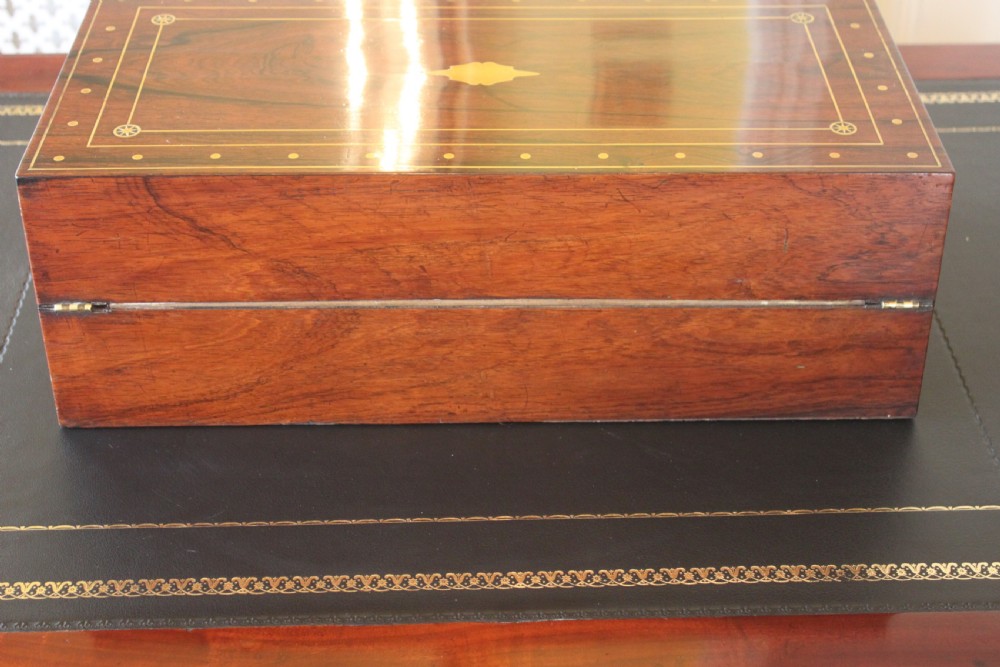 Regency rosewood and brass inlaid writing slope View VI