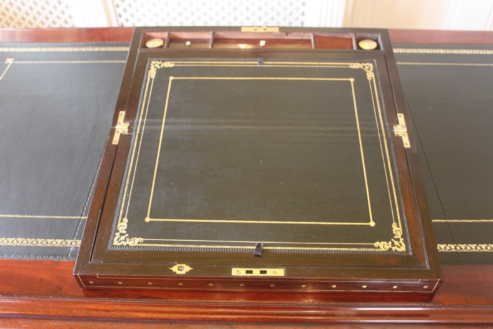 Regency rosewood and brass inlaid writing slope View VII