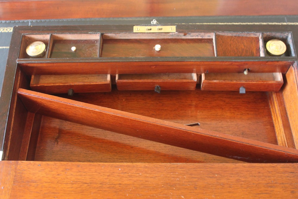 Regency rosewood and brass inlaid writing slope View XIV