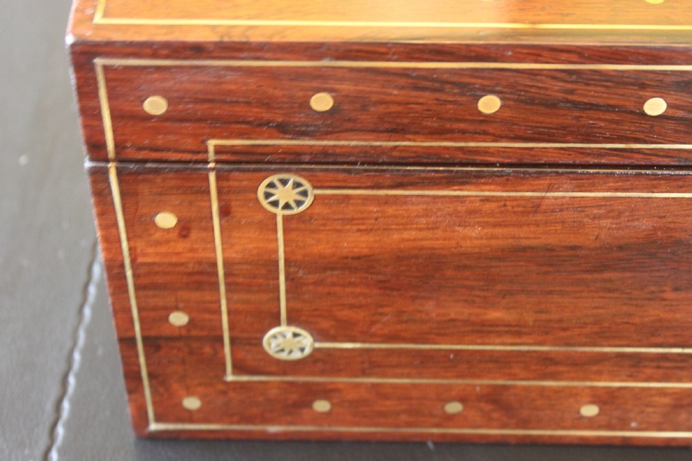 Regency rosewood and brass inlaid writing slope View XV