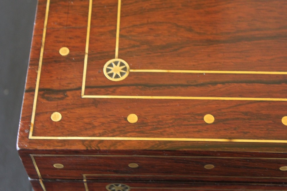Regency rosewood and brass inlaid writing slope View XVI