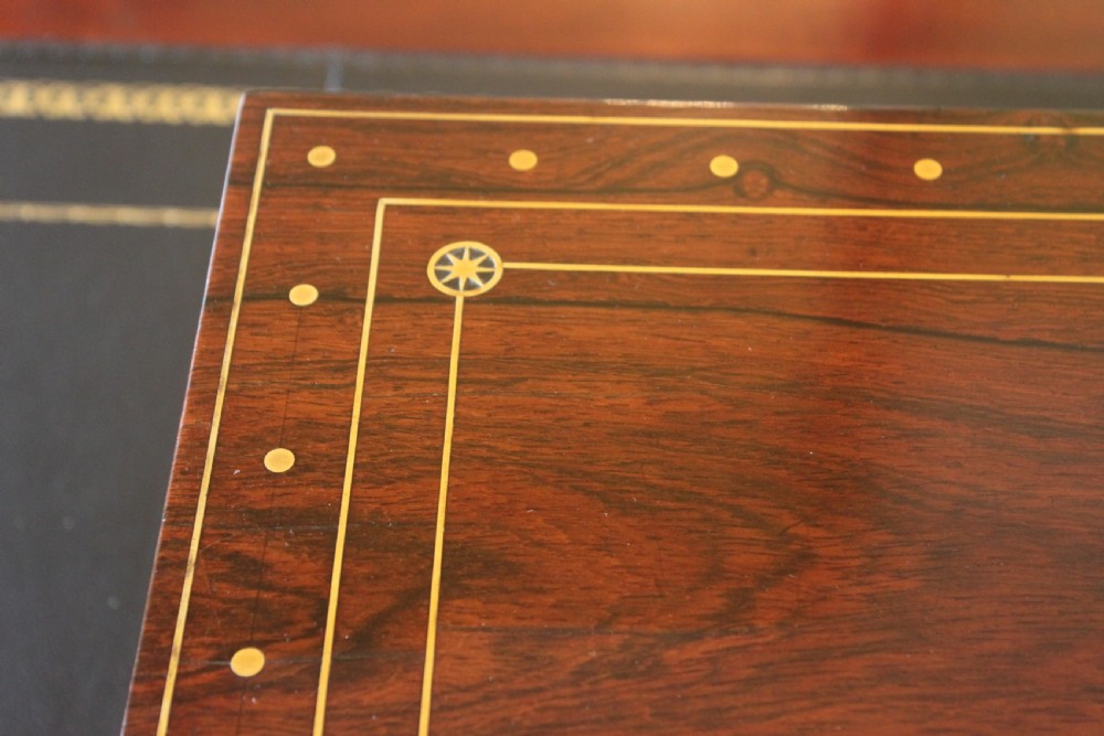 Regency rosewood and brass inlaid writing slope View XVII