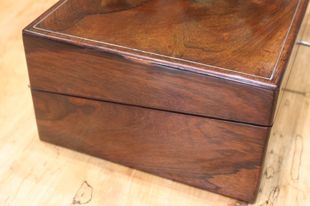 Victorian rosewood and pewter line inlaid writing slope View III