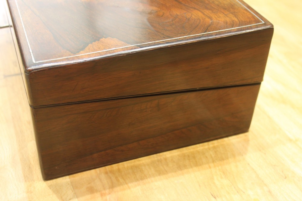 Victorian rosewood and pewter line inlaid writing slope View IV