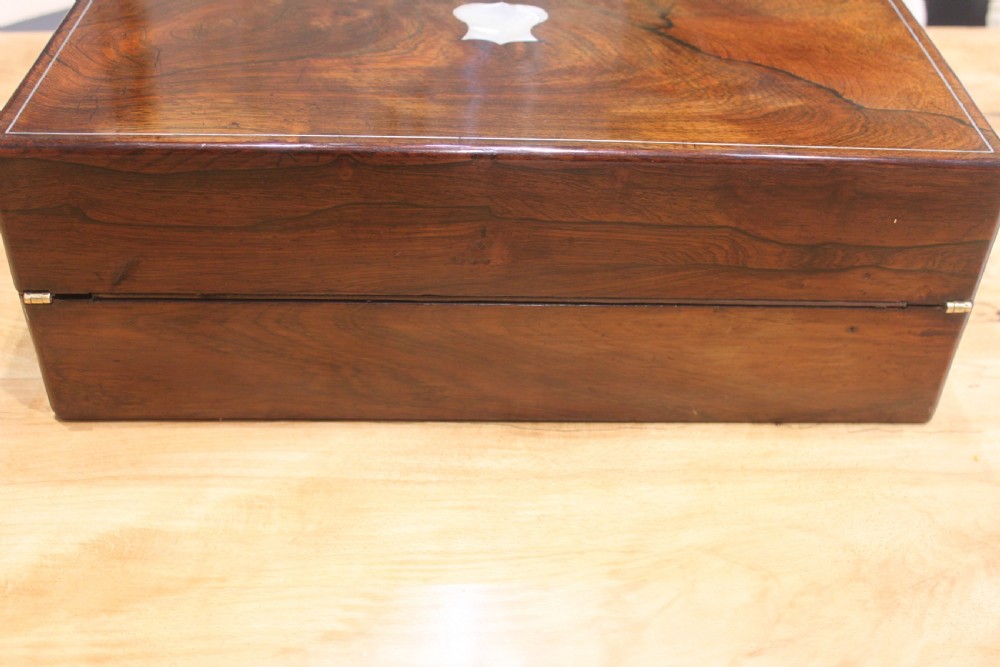 Victorian rosewood and pewter line inlaid writing slope View V