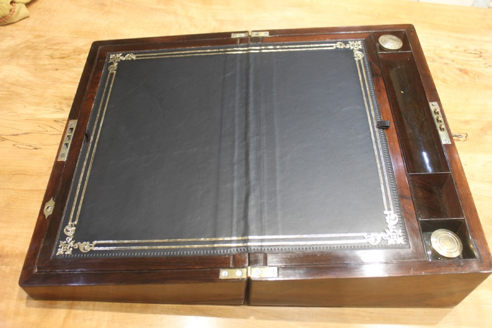 Victorian rosewood and pewter line inlaid writing slope View VI