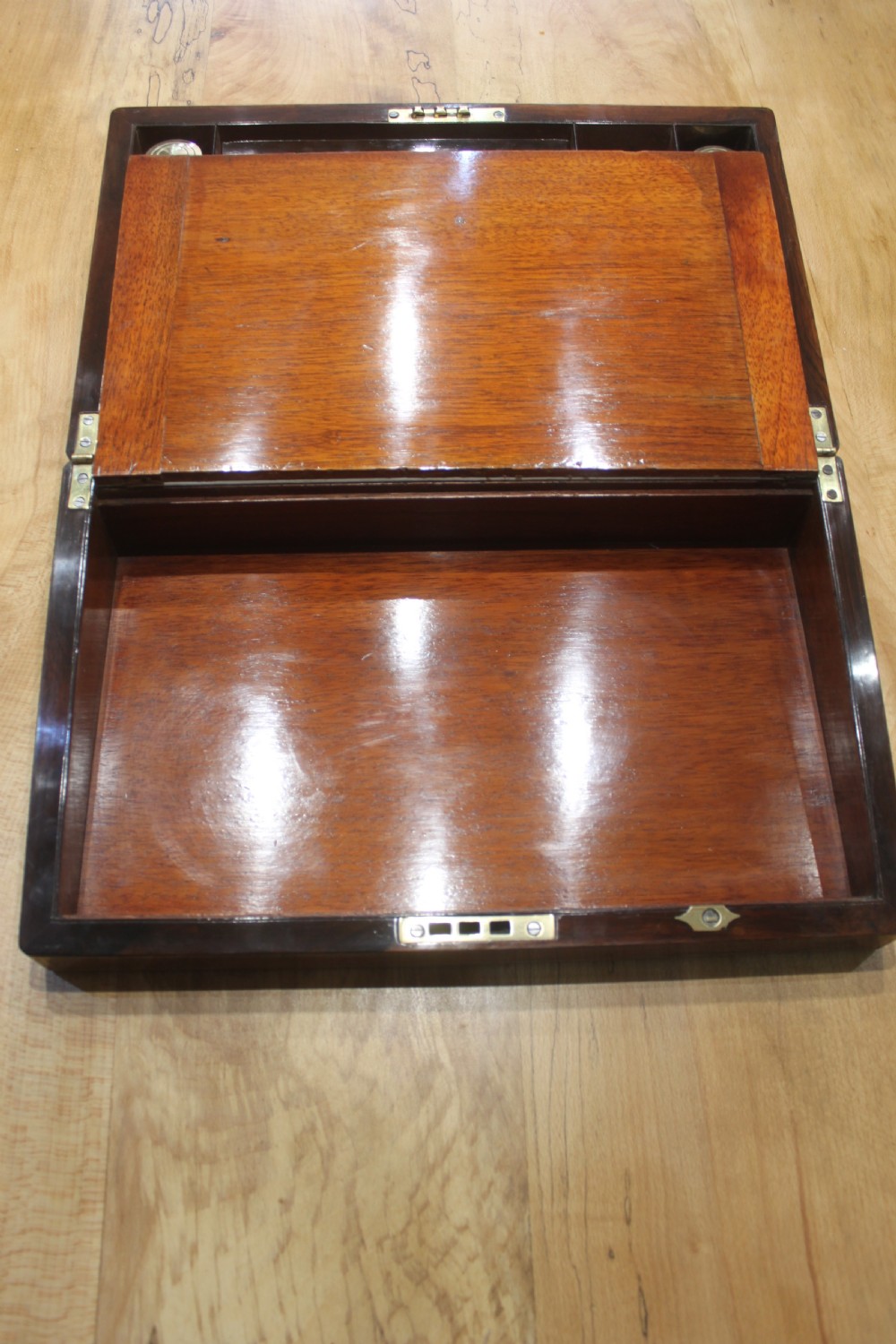 Victorian rosewood and pewter line inlaid writing slope View VIII