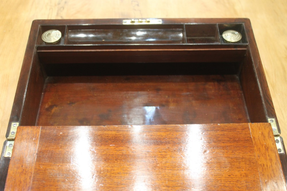 Victorian rosewood and pewter line inlaid writing slope View IX
