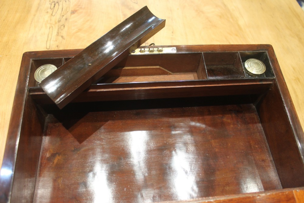 Victorian rosewood and pewter line inlaid writing slope View X