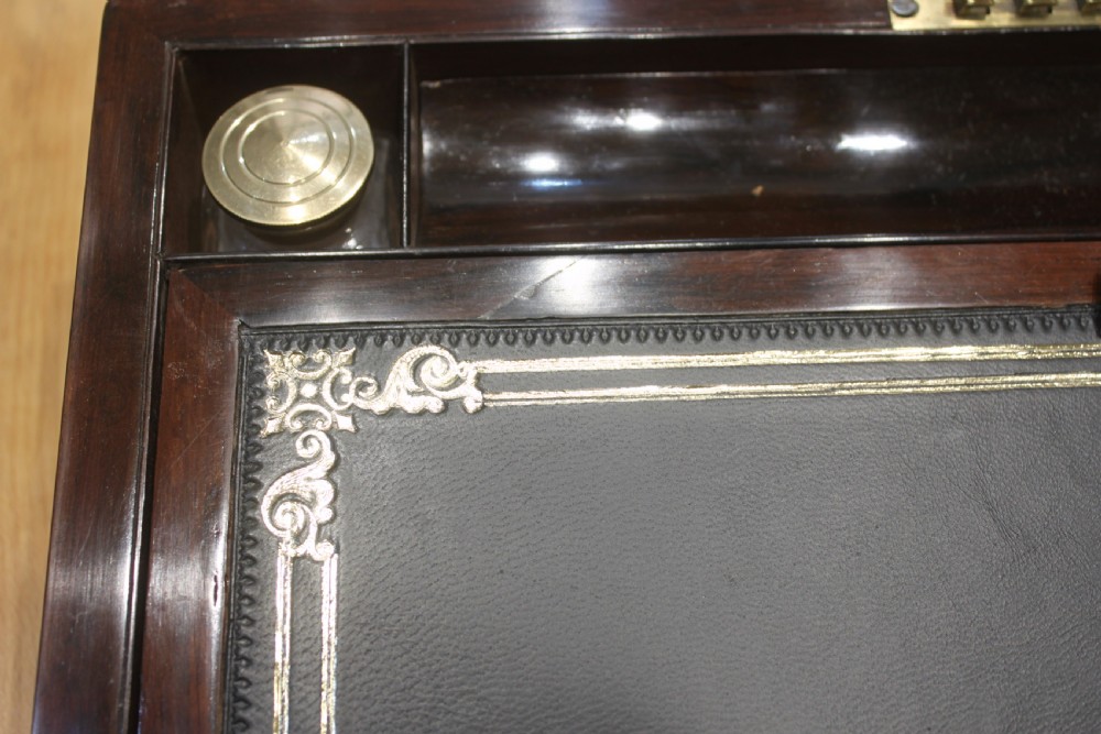 Victorian rosewood and pewter line inlaid writing slope View XI