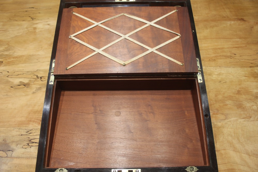 Rosewood and brass inlaid Regency writing slope View VII