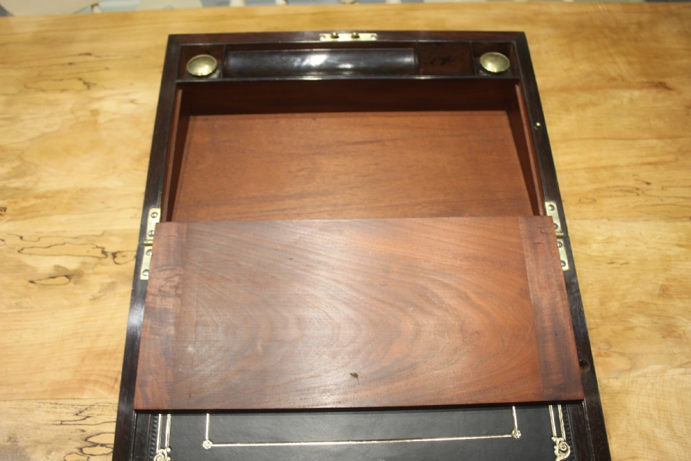 Rosewood and brass inlaid Regency writing slope View VIII