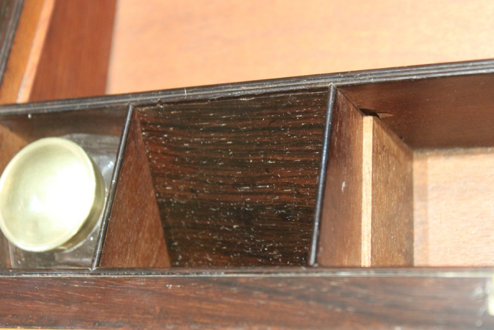 Rosewood and brass inlaid Regency writing slope View XII