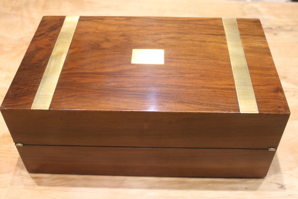 Victorian walnut brass bound writing slope View III