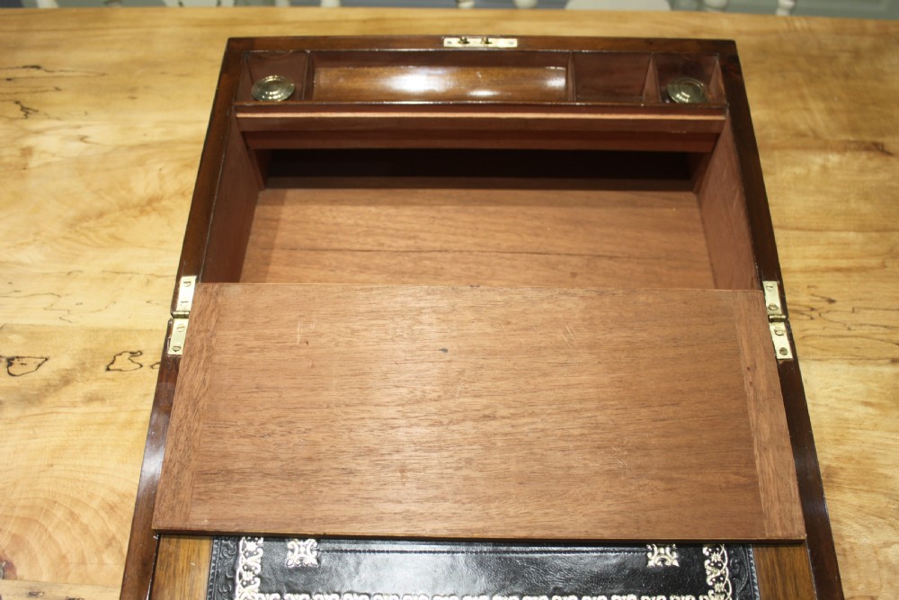 Victorian walnut brass bound writing slope View VIII