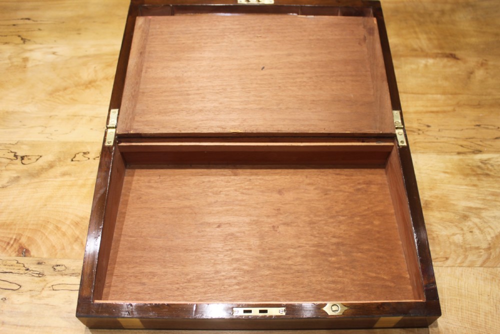 Victorian walnut brass bound writing slope View IX