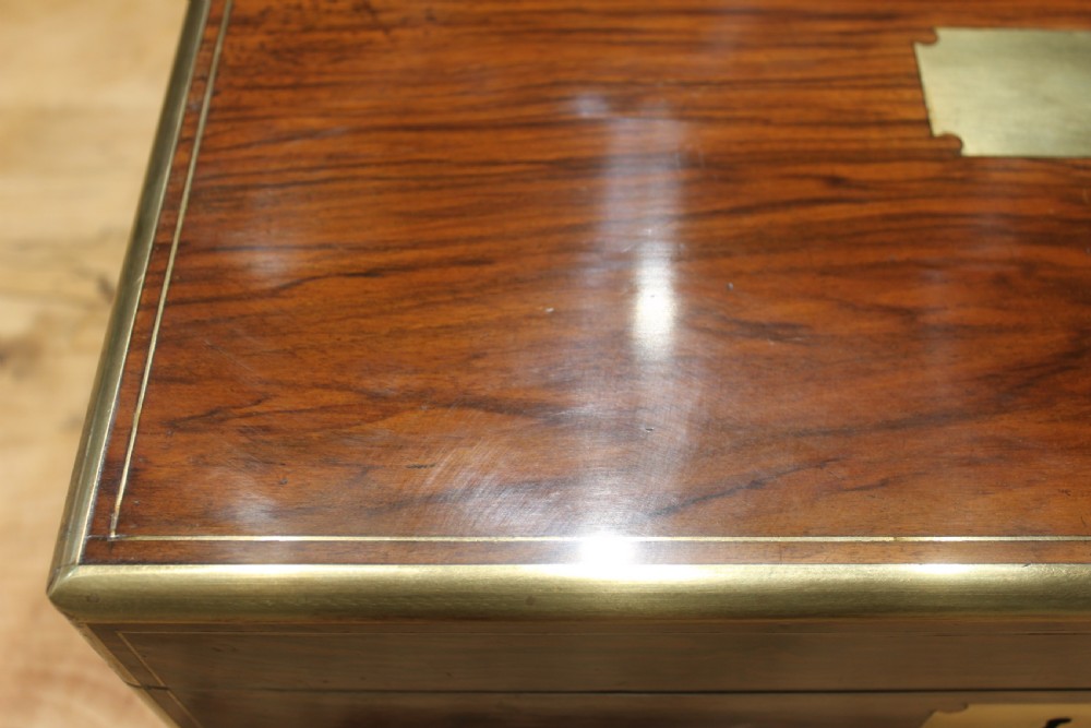 Writing slope burr walnut, brass bound with secret drawers View III