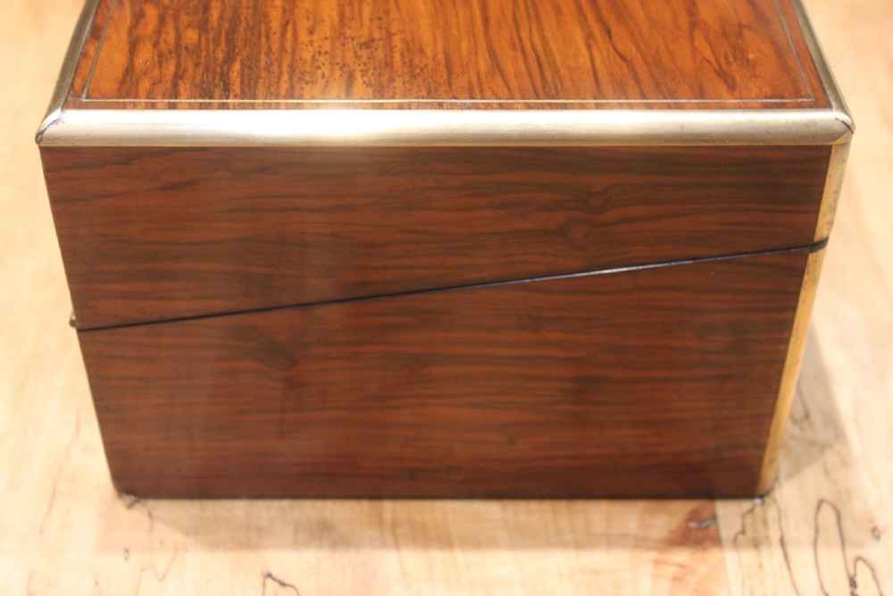 Writing slope burr walnut, brass bound with secret drawers View IV