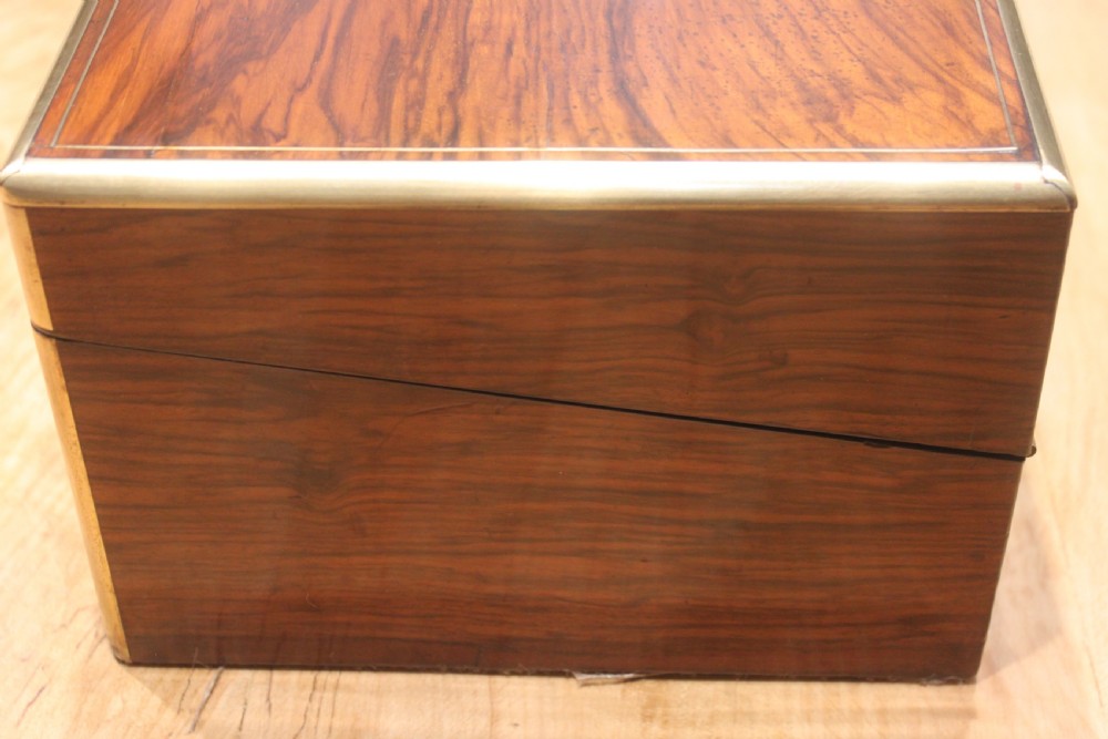 Writing slope burr walnut, brass bound with secret drawers View VI