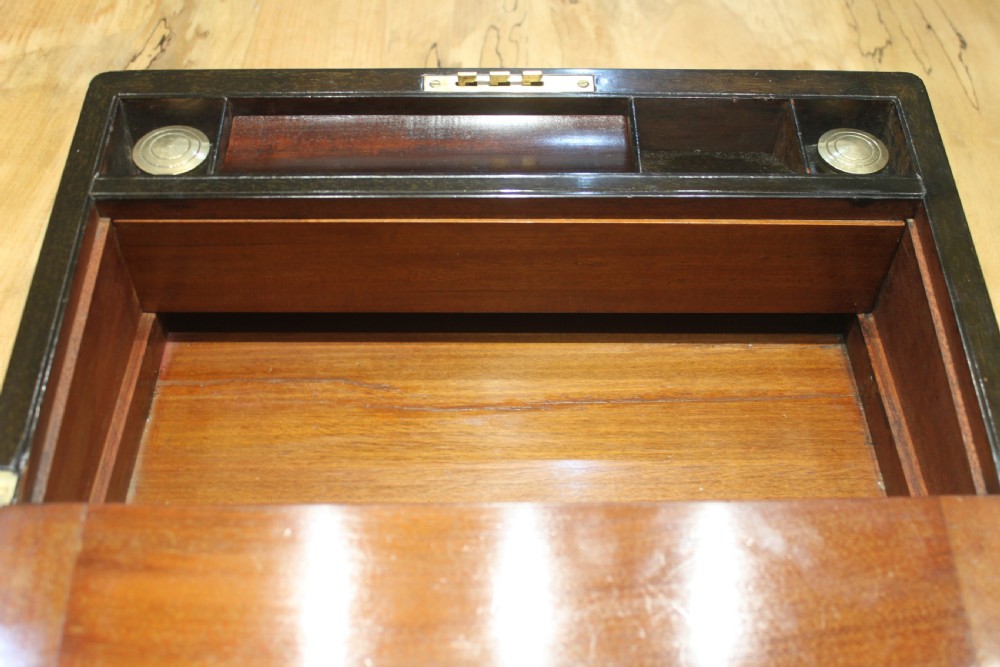 Writing slope burr walnut, brass bound with secret drawers View X