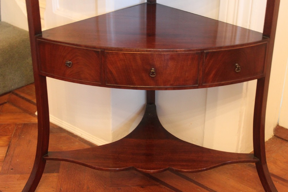 A George III period two tier mahogany  corner wash stand View IV