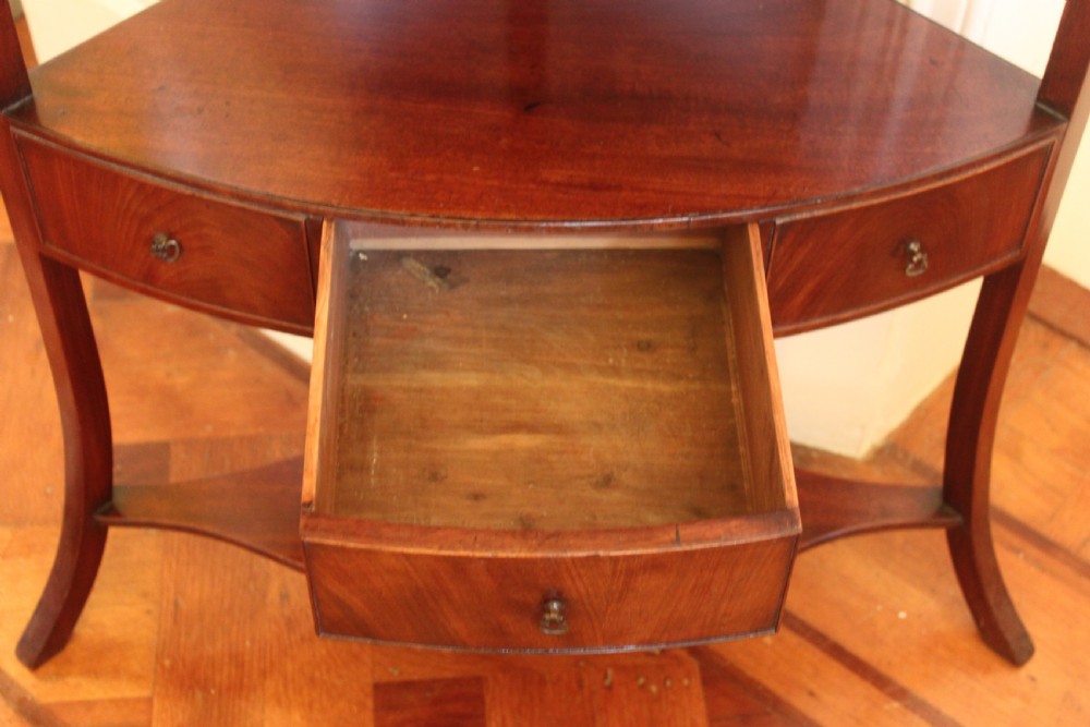 A George III period two tier mahogany  corner wash stand View VI