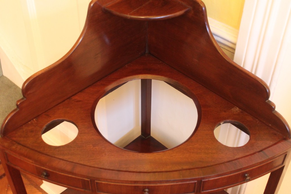 A George III period two tier mahogany  corner wash stand View VII