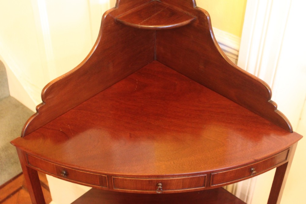 A George III period two tier mahogany  corner wash stand View VIII