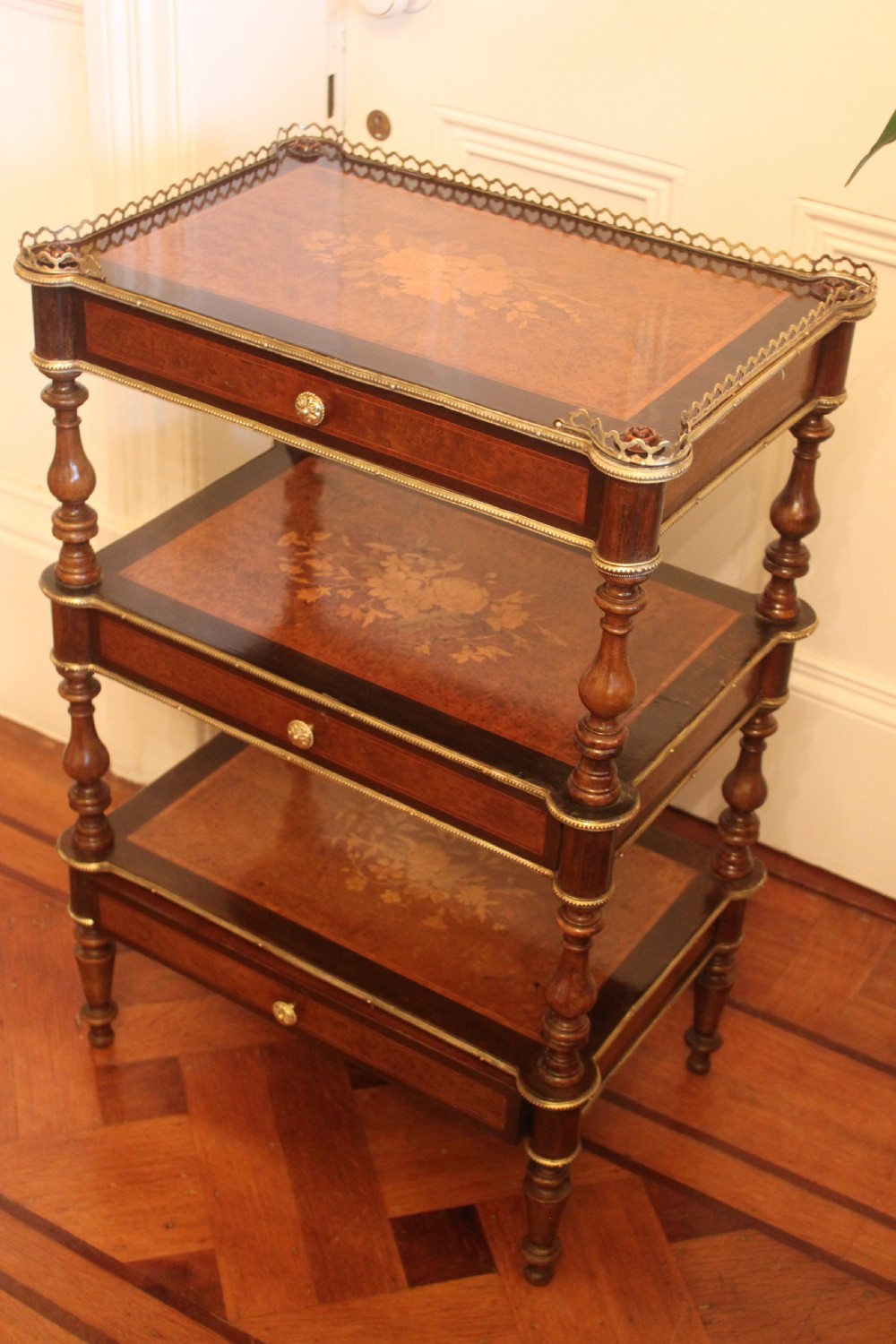 A fine French 19th century etagere with three drawers View II