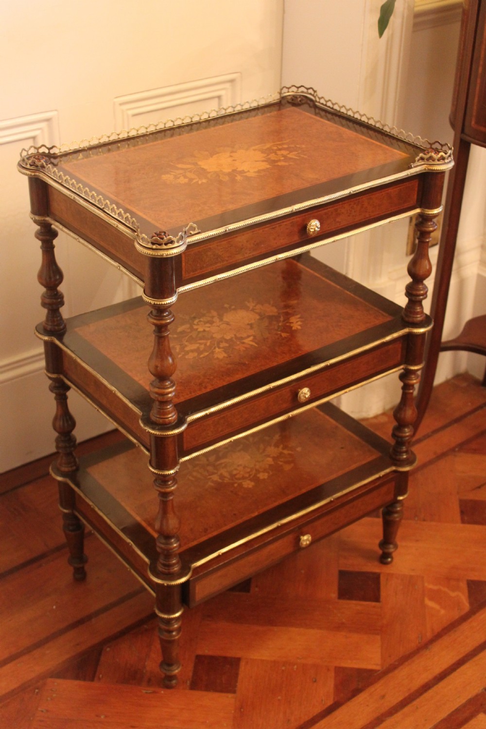 A fine French 19th century etagere with three drawers View III