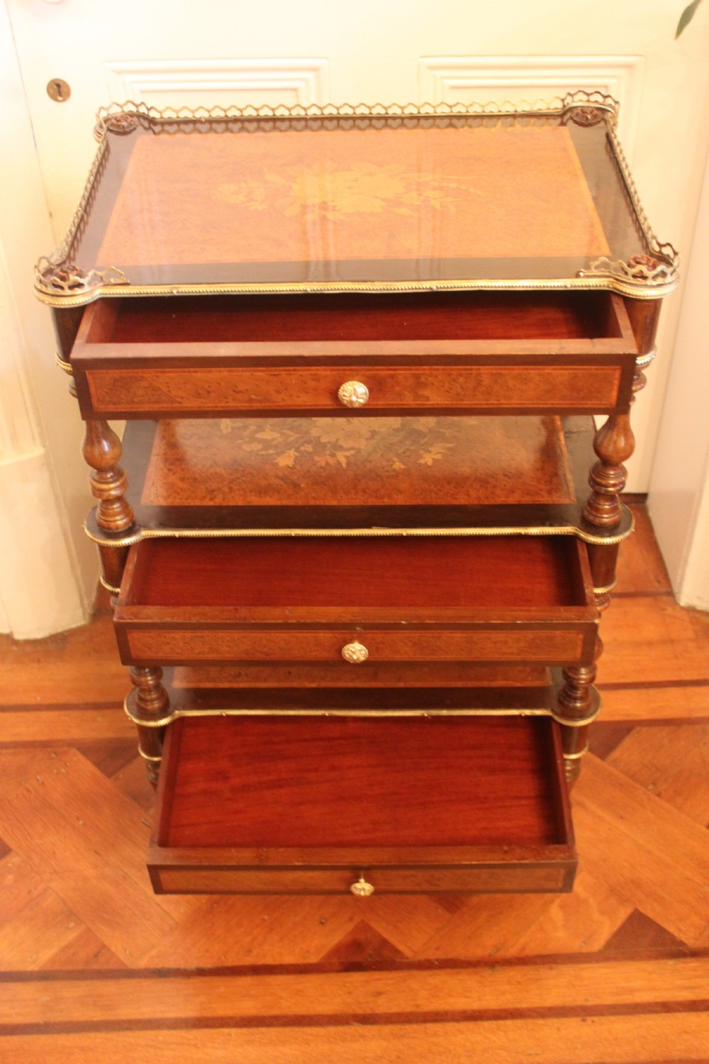 A fine French 19th century etagere with three drawers View VII