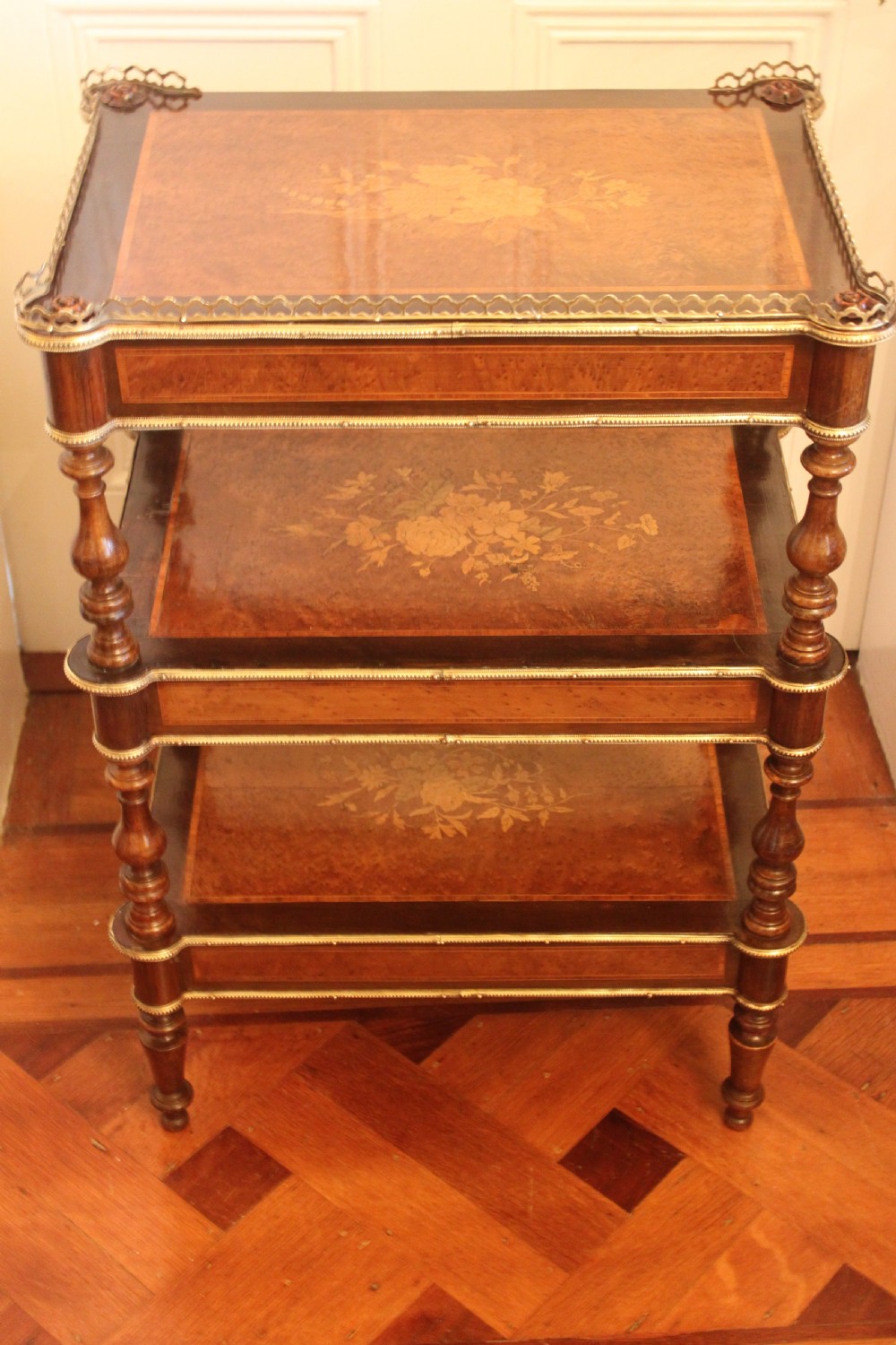 A fine French 19th century etagere with three drawers View IX