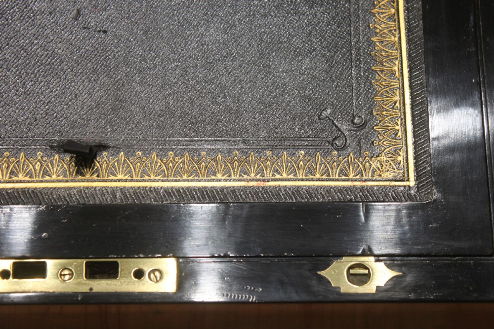 A Victorian burr walnut writing slope with secret drawers & Bramah lock View VI