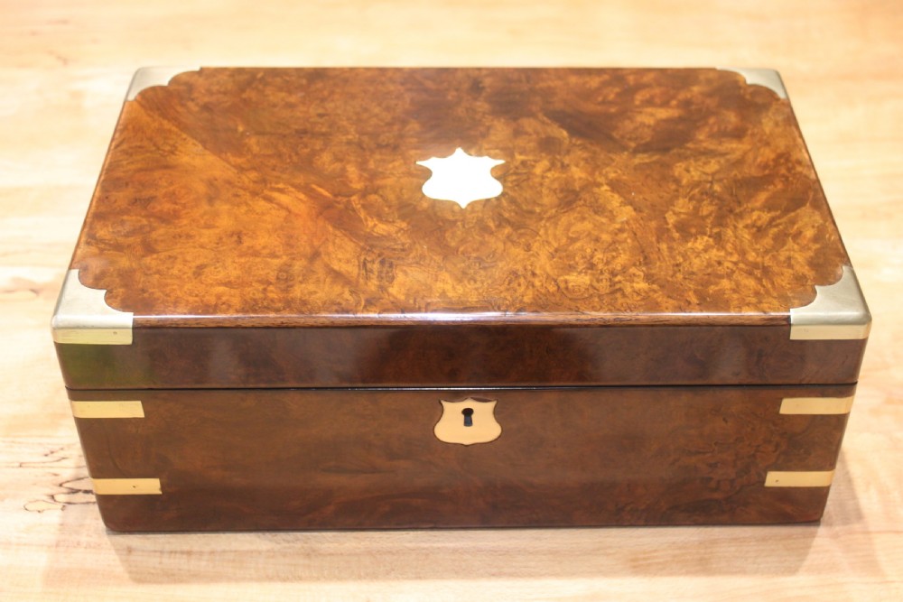 A Victorian burr walnut writing slope