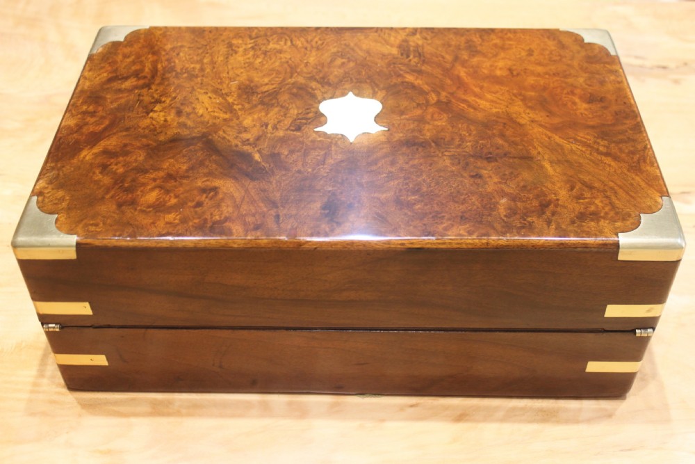 A Victorian burr walnut writing slope View III