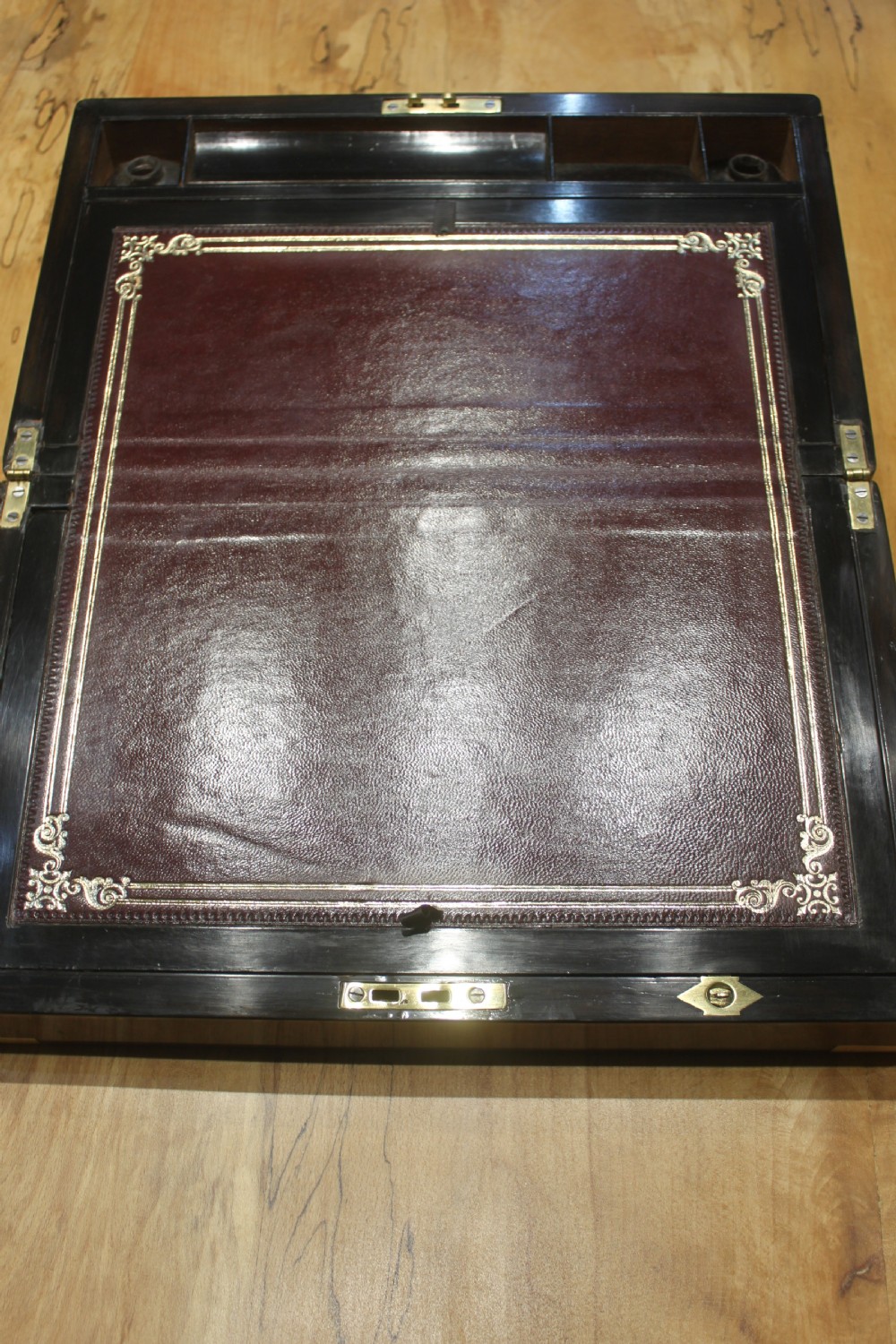A Victorian burr walnut writing slope View VI