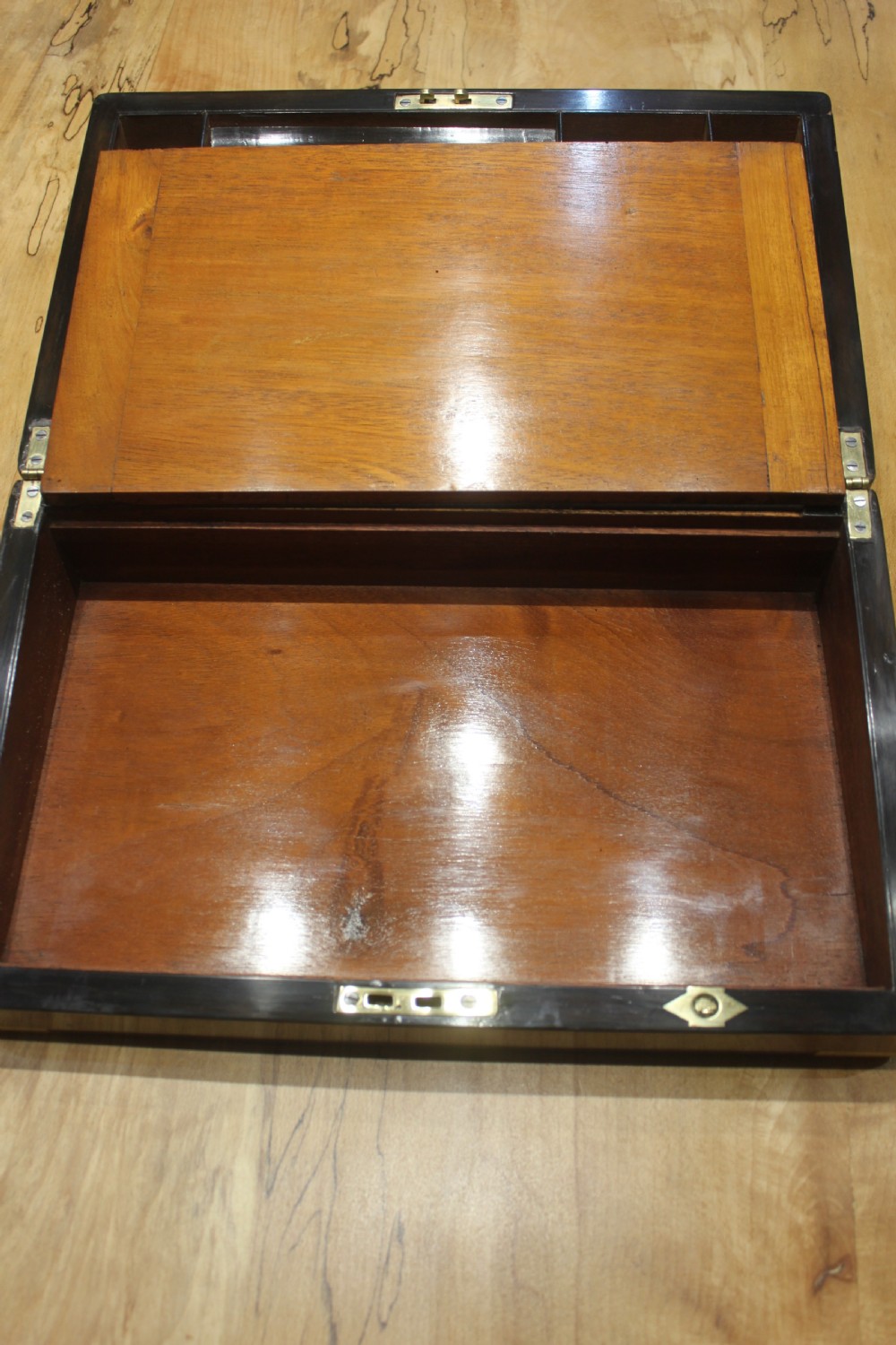 A Victorian burr walnut writing slope View VII