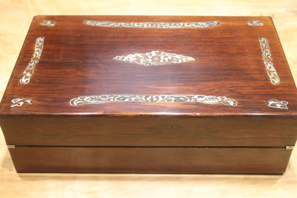 Rosewood and Mother-of -pearl inlaid writing slope View IV