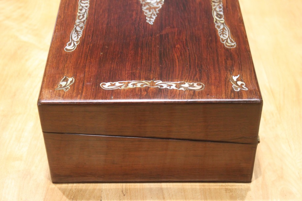 Rosewood and Mother-of -pearl inlaid writing slope View V