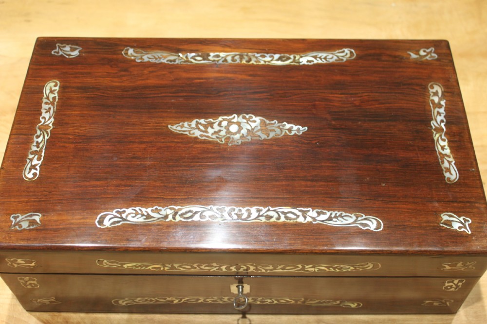 Rosewood and Mother-of -pearl inlaid writing slope View VI