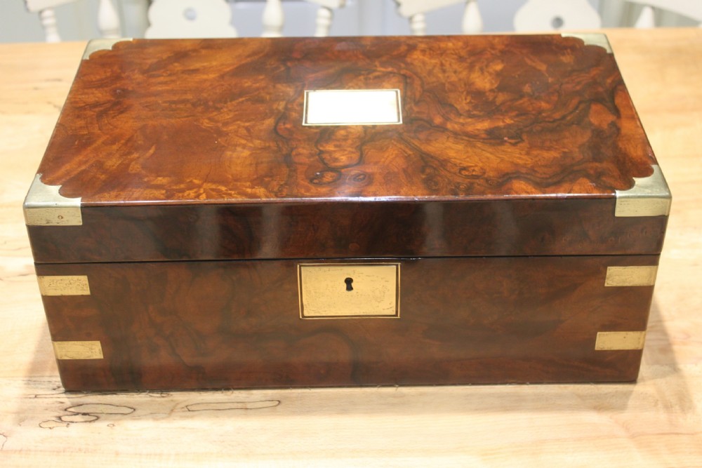 A large good quality burr walnut Victorian writing slope